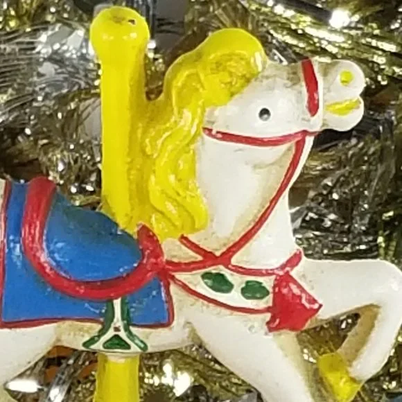 Carousel Rocking Horse Iron Xmas Stocking Holder for Fireplace Mantel Tabletop - Picture 7 of 9